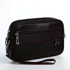 Male bag over the shoulder, artificial leather, brown color