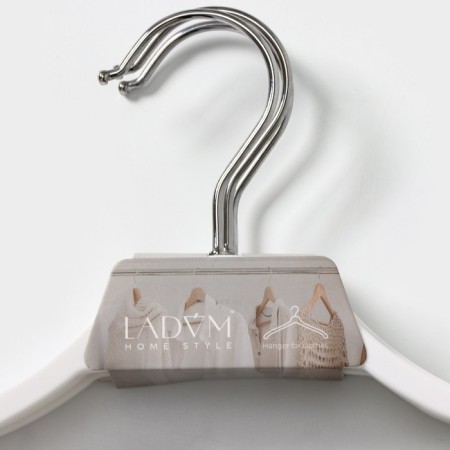 Shoulders - LadoM clothing hangers with anti -slip silicone insert, 39 × 1.2 × 19 cm, 3 pcs, white color-5
