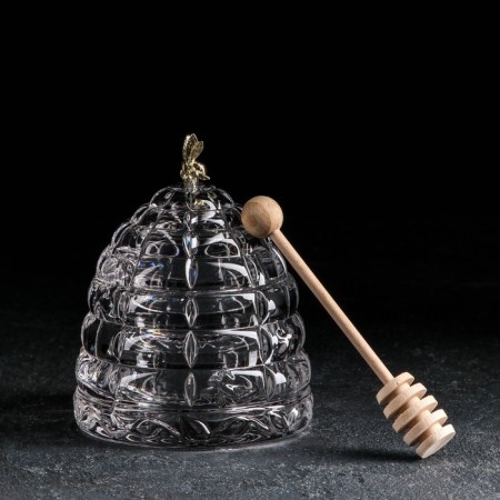 Crystal capacity for honey "Hive with a bee", 200 ml, h = 11.8 cm-1