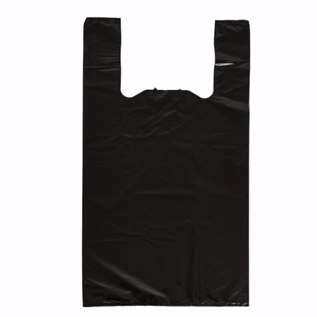 Package Polyethylene T -shirt 30 + 16 x 53 cm, 25 μm, black "Lilac buttons"-1