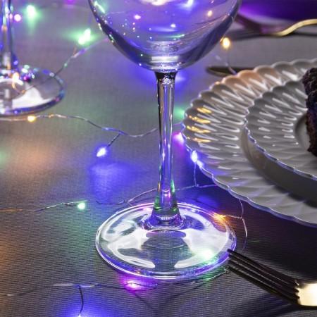 Garland "tinsel" 5 m Rosa, IP20, silver thread, 100 LED, glow of multi, 12 V-1