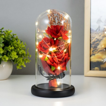Ночник колба "Букет из роз" LED от батареек 3хААА 11х11х21 см RISALUX-1
