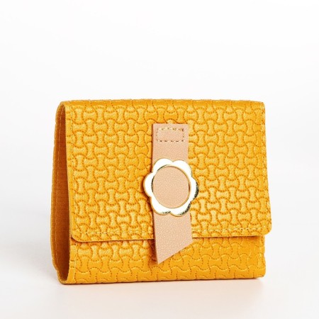 Women's wallet on the button, yellow color