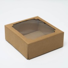 Box the team without printing a lid is a lid is brown with a window of 14.5 x 14.5 x 6 cm, a set of 5 pcs.