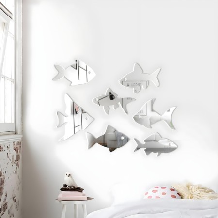 Interior "fish" stickers, mirror, decor on the wall, set 7 pcs, pcs 15 x 16.3 cm-2