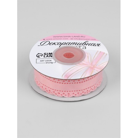 The tape is decorative, reps, with openwork edge, 25 mm × 9.1 ± 0.5 m, pink color-2