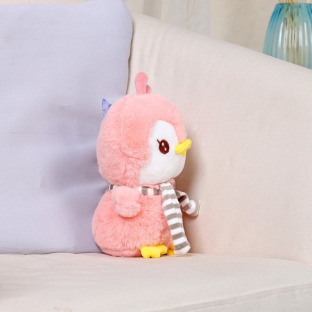 Soft toy "Penguin in a scarf", 24 cm, pink color-1