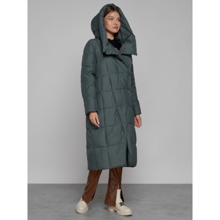 Coat insulated winter female, size 42, dark green color-5