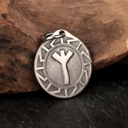 Scandinavian amulet "Runa Algiz in the Sunny Circle", 5 g, 20x22 mm-1