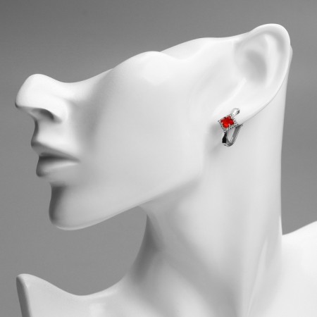 Earrings with rhinestones Xuping paradise, red color in silver-2