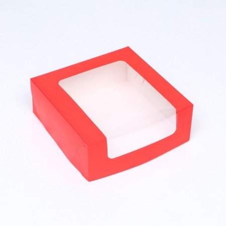 Confectionery packaging with a window, red, 18 x 18 x 7 cm-1