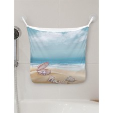 Organizer in a bath on suction cups “A shell with pearls on the sand”, for storing toys and trifles, size 33x39 cm