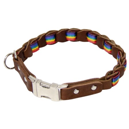 Collar dumping leather weaved with a string "Zononic", fast-removable, Osh 20-40 x 2 cm, mix-1