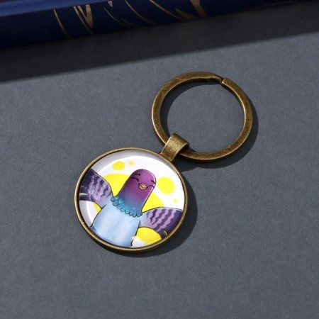 Trick Glass, metal "Circle. Cute pigeon" d = 3 cm-1