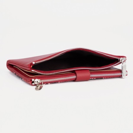 Women's wallet on the button, red color-3