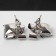 Earrings with rhinestones "bow" with a rectangle, gray color in silver
