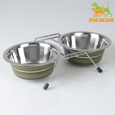 A set of 2 colored bowls on a stand, 2 x 450 ml