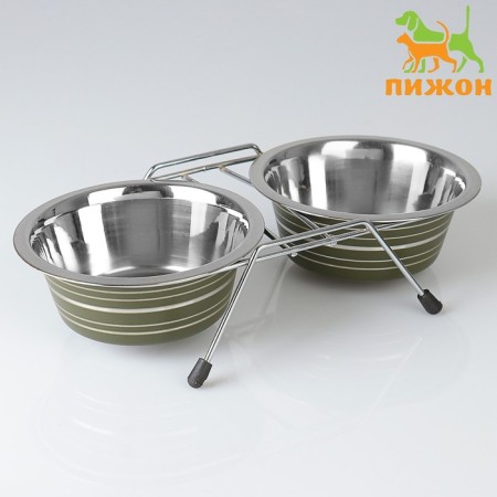 A set of 2 colored bowls on a stand, 2 x 450 ml