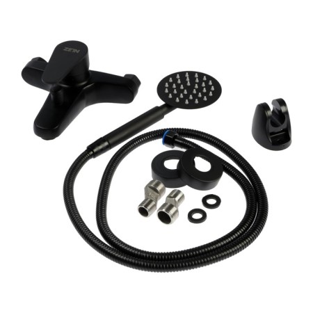 Bath mixer Zein Z3835, one -leaf, shower set, black-10