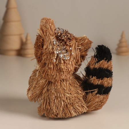 Decor "Raccoon with New Year's branches" 7x10x11 cm-2
