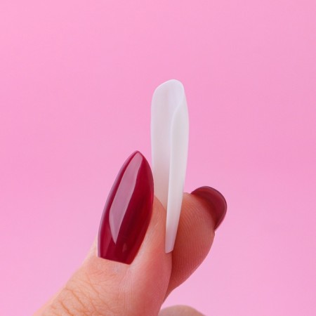 Patching nails, 100 pcs, ballerina shape, in a container, milk color-3