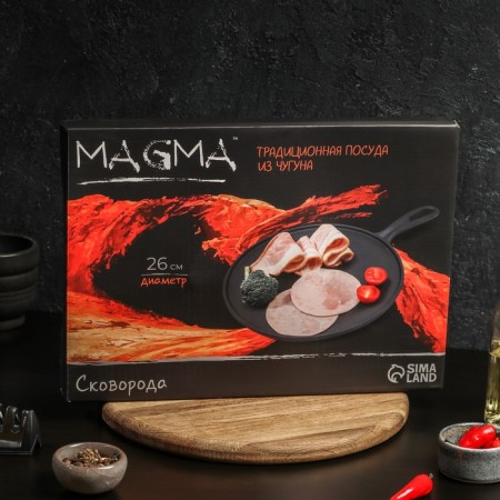 Pancake cast -iron magma "Tradition", 26 × 1.5 cm, with a wooden spatula-6