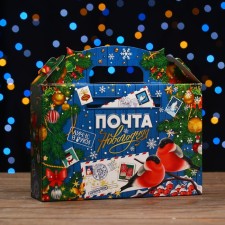 Коробка подарочная "Почта со снегирями", 26 х 7 х 23 см