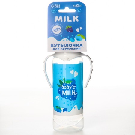 A bottle of feeding "Dairy cocktail", classic throat, 250 ml., 0 months, cylinder, with handles-5