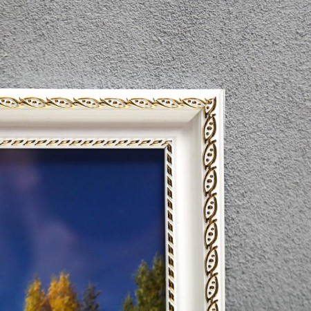Photo frame plastic 21x30 cm (881G) white with gold (plastic screen)-1