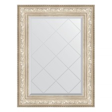 Mirror with engraving in the baguette frame, vignette silver 109 mm, 70x93 cm