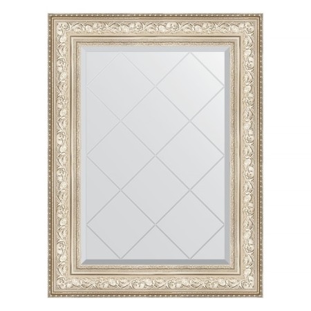 Mirror with engraving in the baguette frame, vignette silver 109 mm, 70x93 cm
