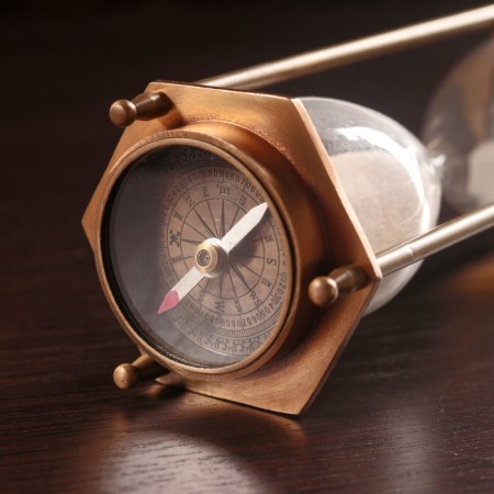 Sanding clock "Clock and compass" (5 min) aluminum 7x6.5x19 cm-2