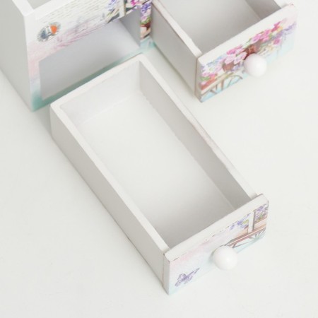 Casket Wood with a mirror "Club with flowers" 10.5x10.8x7 cm-2
