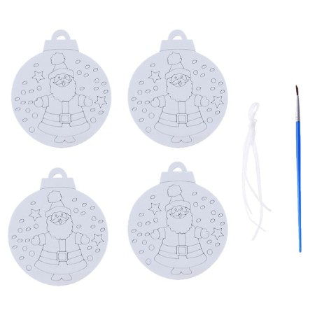 Christmas tree decoration for painting "Santa" 4 pcs., Brush-1