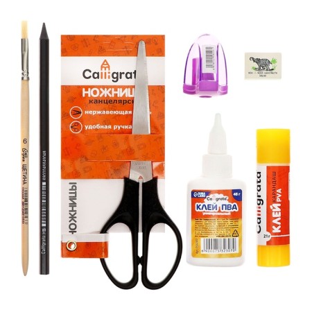 Labor folder A4, 335 x 260 x 60 mm, with handles, textiles, PVC, with a filling of 13 items, calligrata, PTR-111, "pencils"-14