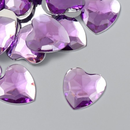Decor for creativity Plastic "Rhinestones Heart. Lilac" set 30 pcs 2.5x2.5 cm