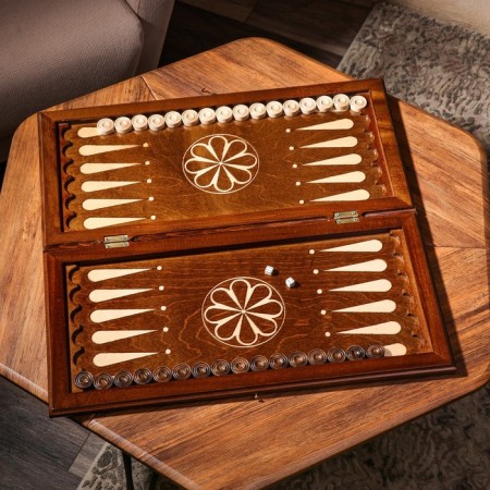 Handmade backgammon "Bear", 60x30 cm, with a chess field, a walnut array, Armenia-2