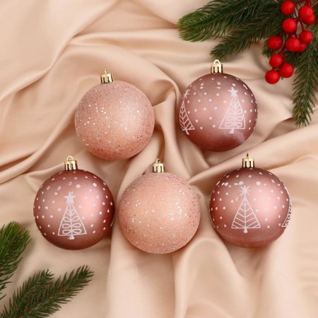 Set of balls plastic D-8 cm, 5 pcs "Christmas tree" mix