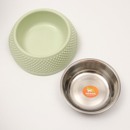 Metal bowl on a plastic base, 18.5 x 18.5 x 6 cm, green-1