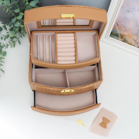 Casket to the leatherette to decorates the chest "Caramel python" Combined 13x15x21.5 cm-2