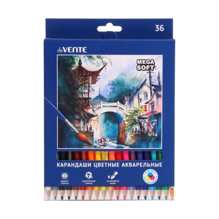 Watercolor pencils 36 colors, Devente Trio Mega Soft, 3 mm hexagonal-3