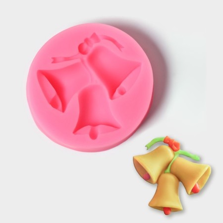 Mold "Bells Large", silicone, 7 × 7 cm, pink color
