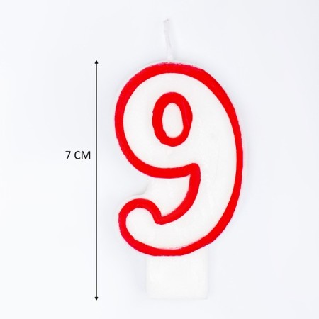 Candle for cake the number "9", tone rim, 7 cm, mix-4