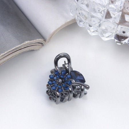 Hair crab "Rose" flower, 1.5 cm, blue
