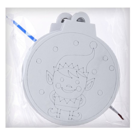 Christmas tree decoration for coloring "Elf" 4 pcs., Brush-4