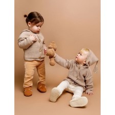 Джемпер детский вязаный с кисточкой на капюшоне Amarobaby Brush, рост 80 см, цвет бежевый