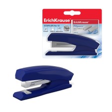 Stapler Erich Krause Elegance + Staps, No. 10, up to 20 sheets, in a blister, built -in anti -stepler, blue, mix