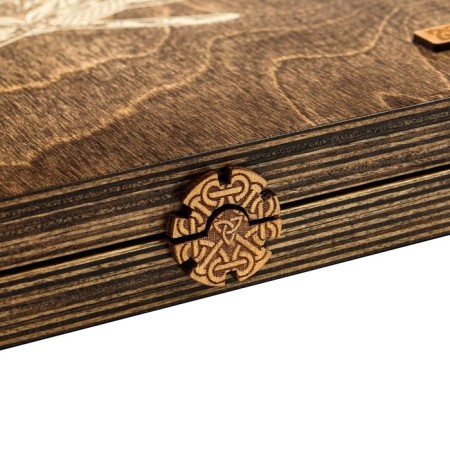 Wooden backgammon + Partschch (Ludo), board game, 37 x 37 cm-6