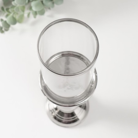 Ceramics candlestick, glass for 1 candle "lira" d = 8 cm silver 9.3x9.3x34 cm-2