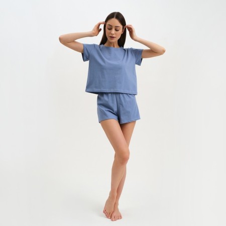 Female pajamas (T-shirt and shorts) KAFTAN "BASIC" Size 40-42, Blue color